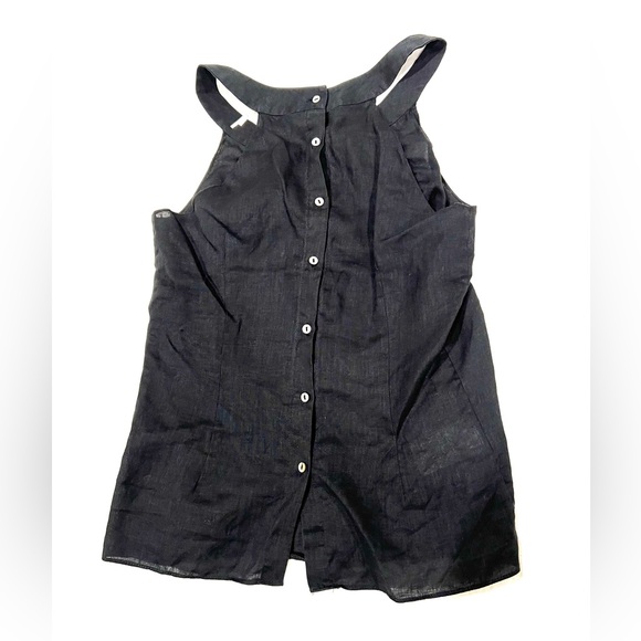 BCBGMaxAzria Black Linen Sleeveless Top, XS - Picture 2 of 4
